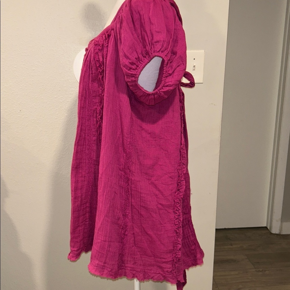 Free People Angele Mini Dress S OB1310143 Dragonfruit Punch Pink SZ Small - Picture 8 of 13